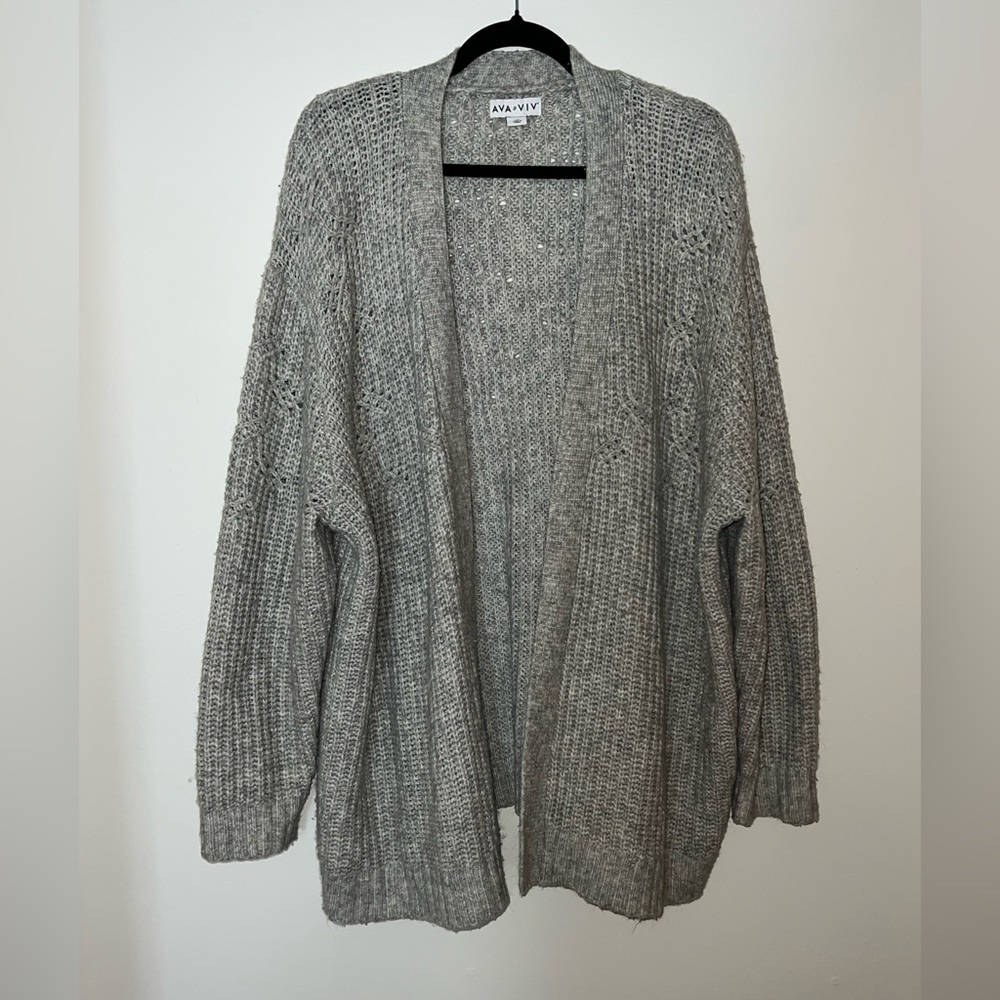 Ava & Viv Women’s Cozy Gray Women's Cardigan Sweater/Size 4X